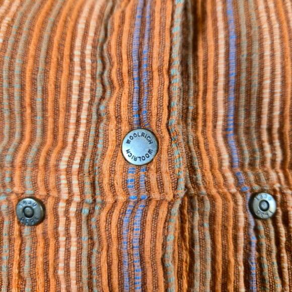 Woolrich Womens Corduroy Snap Front Top Size Medium Orange Cotton Western Rodeo - Picture 4 of 9